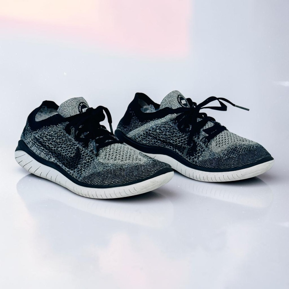 Nike Free RN Flyknit 2018 Oreo Women's Size 7 Black White Running Shoes
